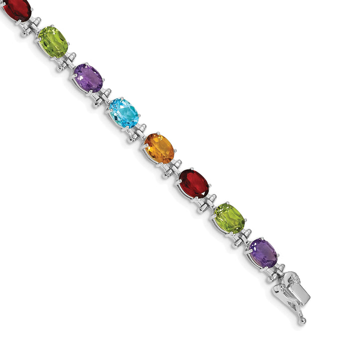 14k White Gold Rainbow Gemstone Bracelet-BM4501-RB-W