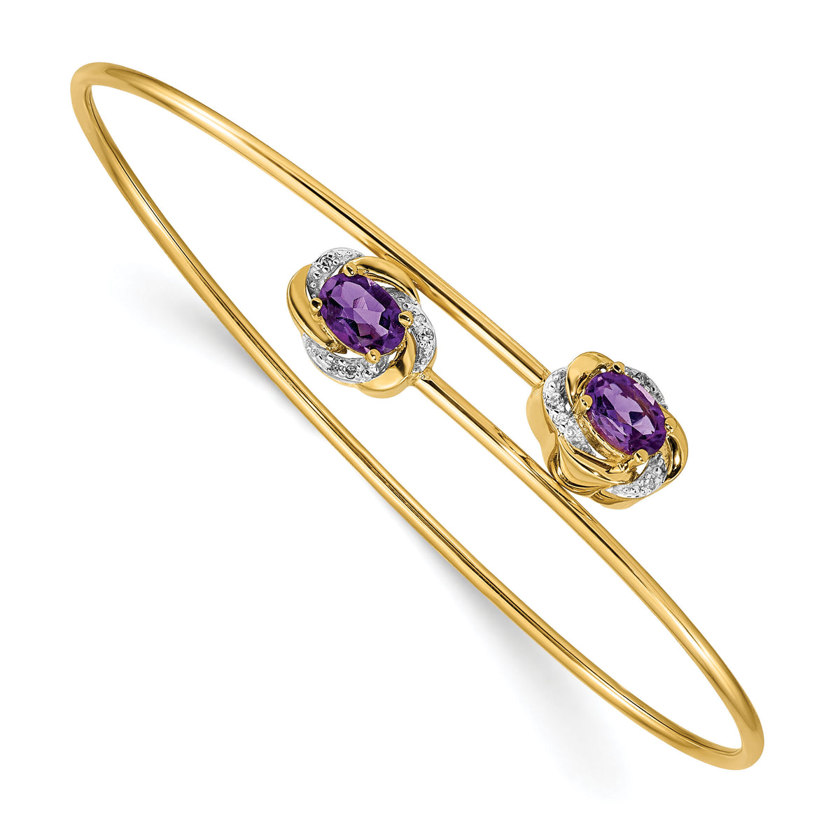 14k Polished .03ct Diamond and Amethyst Flexible Bangle-BM4502-AM-003-YA