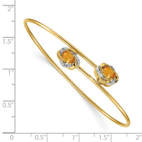 14k Polished .03ct Diamond and Citrine Flexible Bangle-BM4502-CI-003-YA