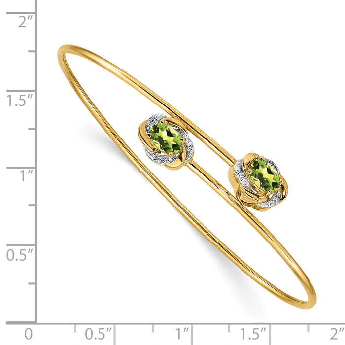 14k Polished .03ct Diamond and Peridot Flexible Bangle-BM4502-PE-003-YA