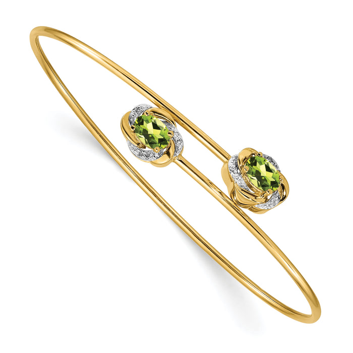 14k Polished .03ct Diamond and Peridot Flexible Bangle-BM4502-PE-003-YA