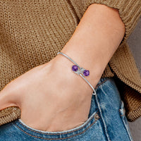 14k White Gold .03ct Diamond and Amethyst Flexible Bangle-BM4503-AM-003-WA