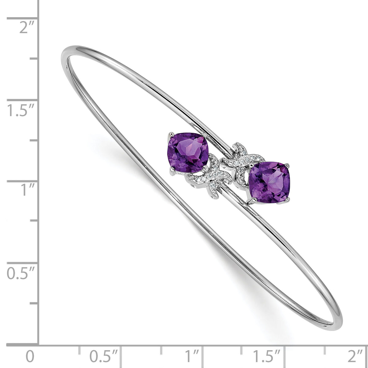 14k White Gold .03ct Diamond and Amethyst Flexible Bangle-BM4503-AM-003-WA