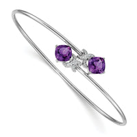 14k White Gold .03ct Diamond and Amethyst Flexible Bangle-BM4503-AM-003-WA