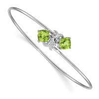 14k White Gold .03ct Diamond and Peridot Flexible Bangle-BM4503-PE-003-WA