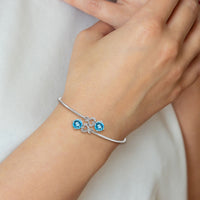 14k White Gold Blue Topaz and Diamond Flexible Bangle-BM4504-BT-013-WA