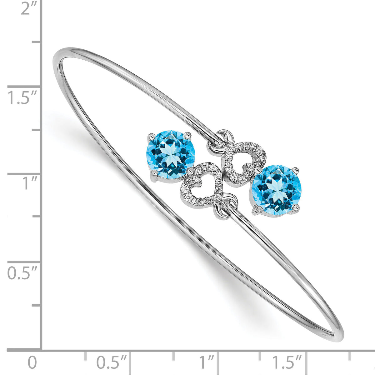 14k White Gold Blue Topaz and Diamond Flexible Bangle-BM4504-BT-013-WA