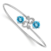 14k White Gold Blue Topaz and Diamond Flexible Bangle-BM4504-BT-013-WA