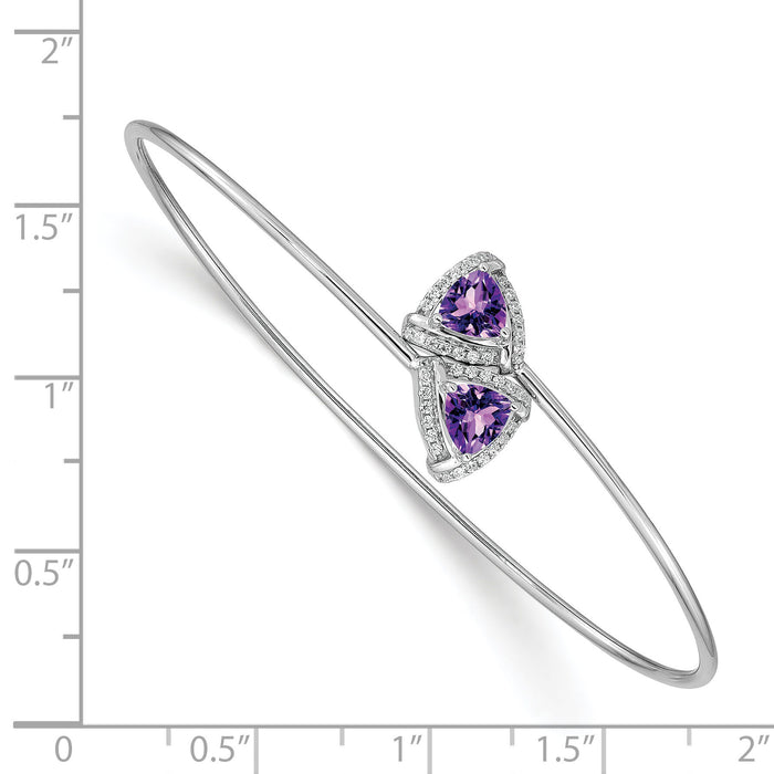14k White Gold Amethyst and Diamond Flexible Bangle-BM4505-AM-016-WA