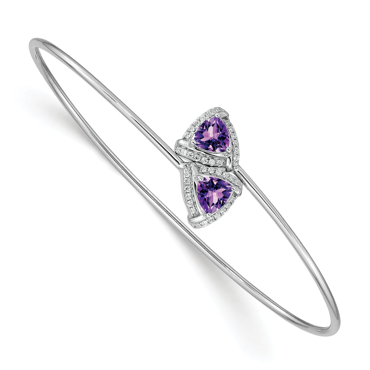14k White Gold Amethyst and Diamond Flexible Bangle-BM4505-AM-016-WA