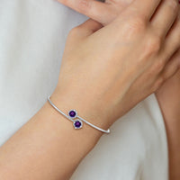 14k White Gold Amethyst and Diamond Flexible Bangle-BM4506-AM-012-WA