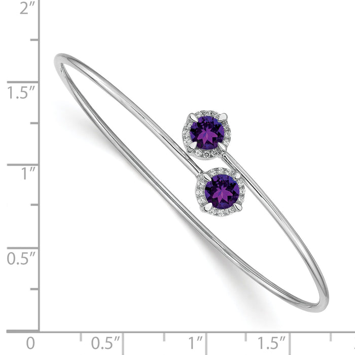 14k White Gold Amethyst and Diamond Flexible Bangle-BM4506-AM-012-WA