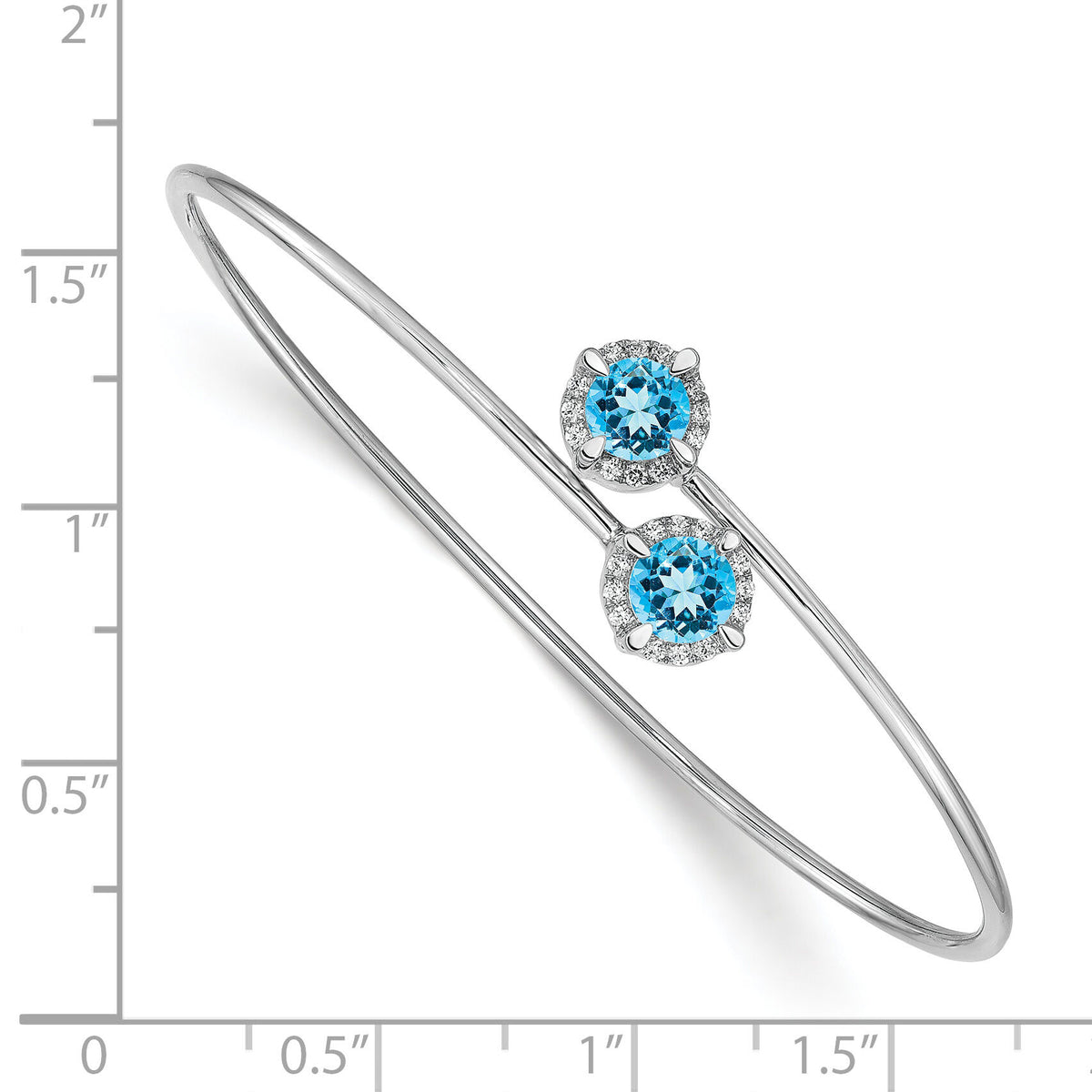 14k White Gold Blue Topaz and Diamond Flexible Bangle-BM4506-BT-012-WA
