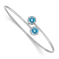 14k White Gold Blue Topaz and Diamond Flexible Bangle-BM4506-BT-012-WA