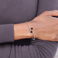 14k White Gold Garnet and Diamond Flexible Bangle-BM4506-GA-012-WA