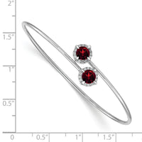 14k White Gold Garnet and Diamond Flexible Bangle-BM4506-GA-012-WA