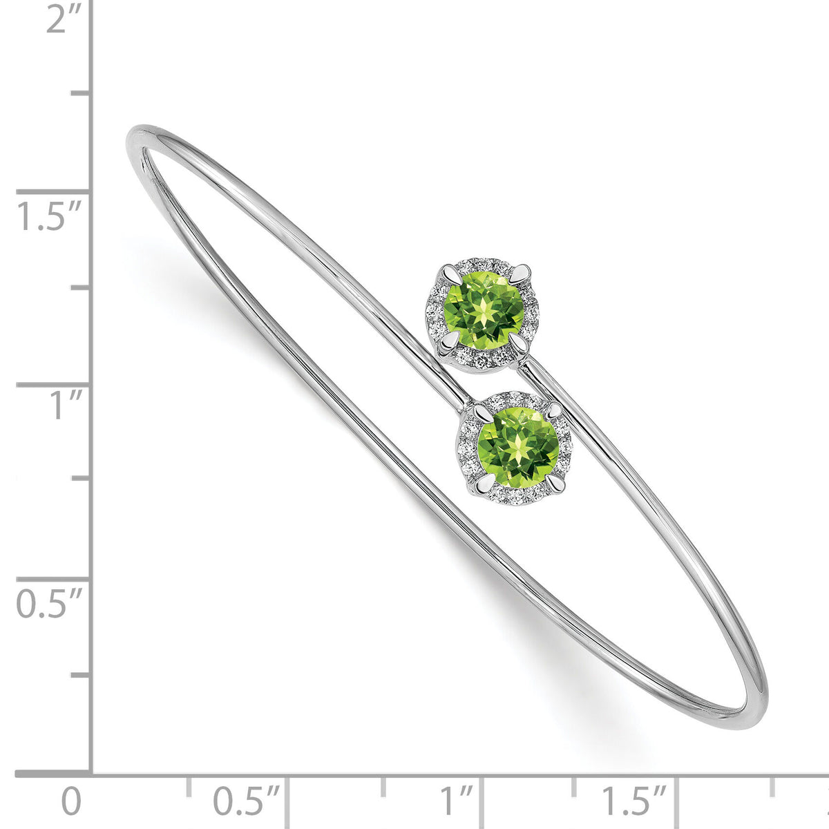 14k White Gold Peridot and Diamond Flexible Bangle-BM4506-PE-012-WA