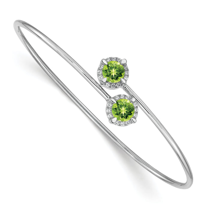 14k White Gold Peridot and Diamond Flexible Bangle-BM4506-PE-012-WA