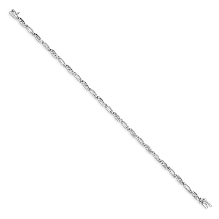 14k White Gold Diamond 7.5in Oval Link Bracelet-BM4597-005-WA