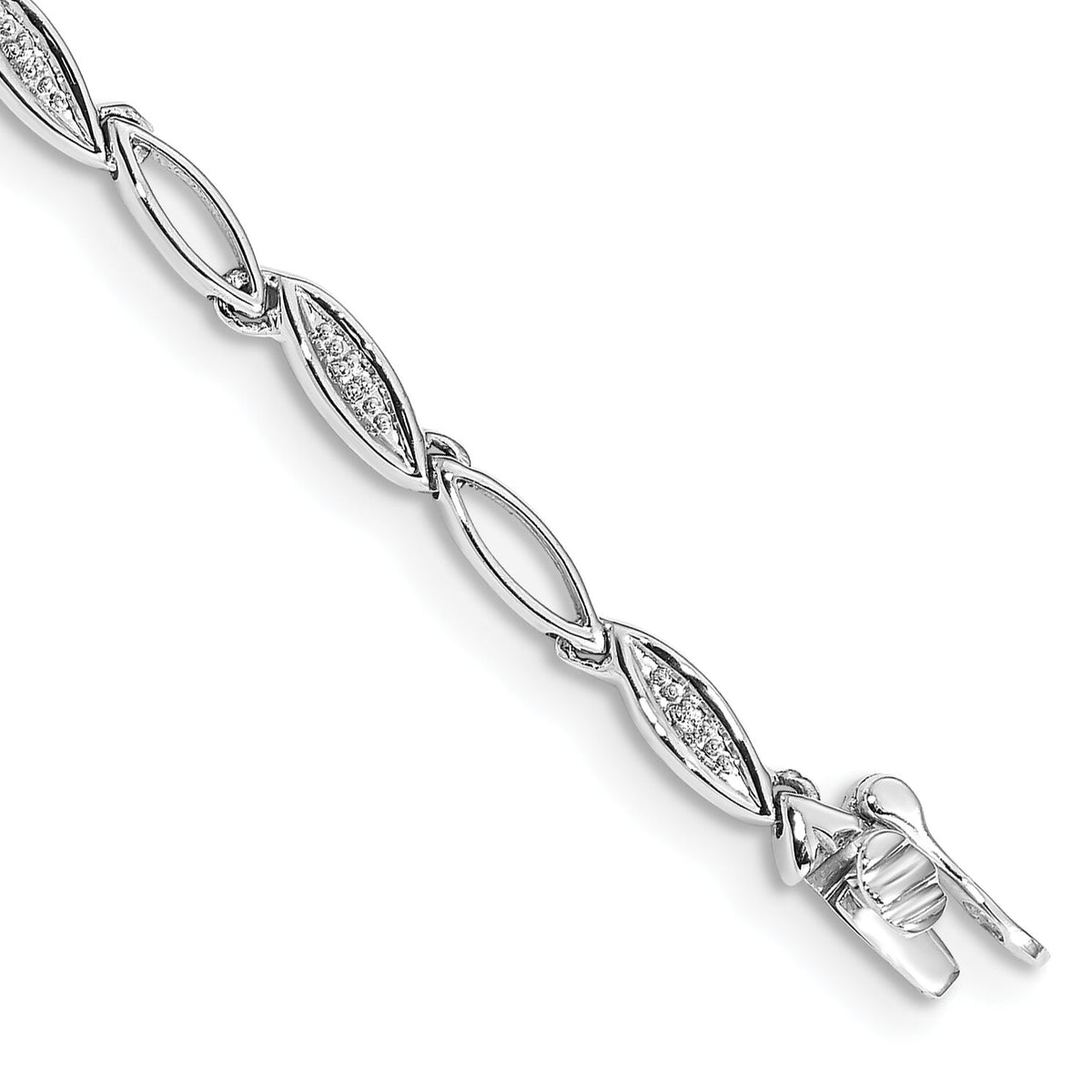 14k White Gold Diamond 7.5in Oval Link Bracelet-BM4597-005-WA