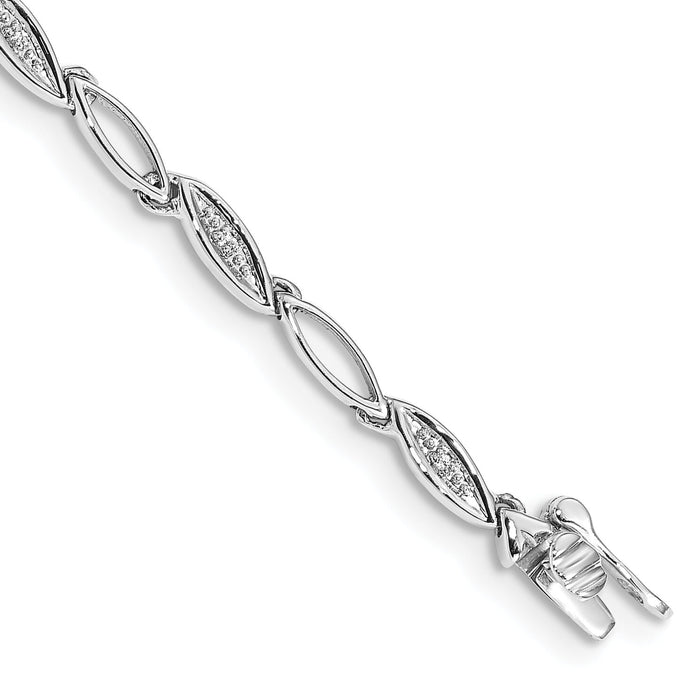 14k White Gold Diamond 7.5in Oval Link Bracelet-BM4597-005-WA