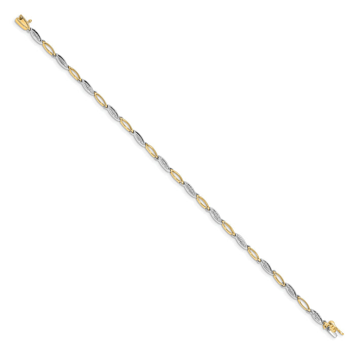 14k Two-tone Diamond 7.5in Link Bracelet-BM4597-005-YWA