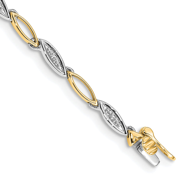14k Two-tone Diamond 7.5in Link Bracelet-BM4597-005-YWA