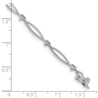 14k White Gold Diamond 7.25in Heart and Oval Link Bracelet-BM4604-003-WA