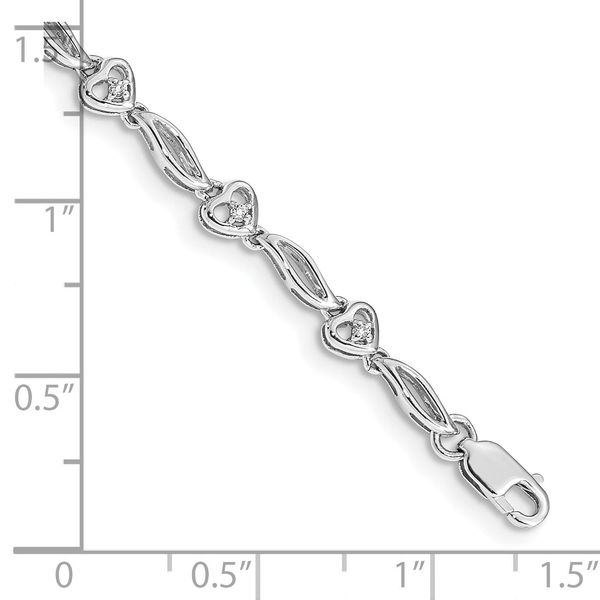 14k White Gold Polished Diamond Heart Bracelet-BM4605-010-WA