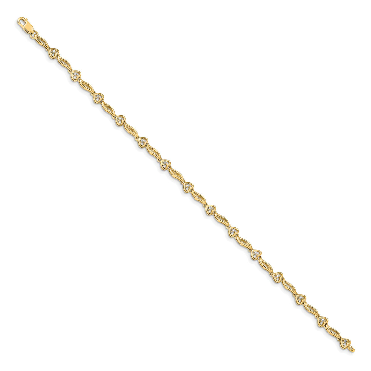 14k Yellow Gold Diamond Hearts Tennis Bracelet-BM4605-010-YA