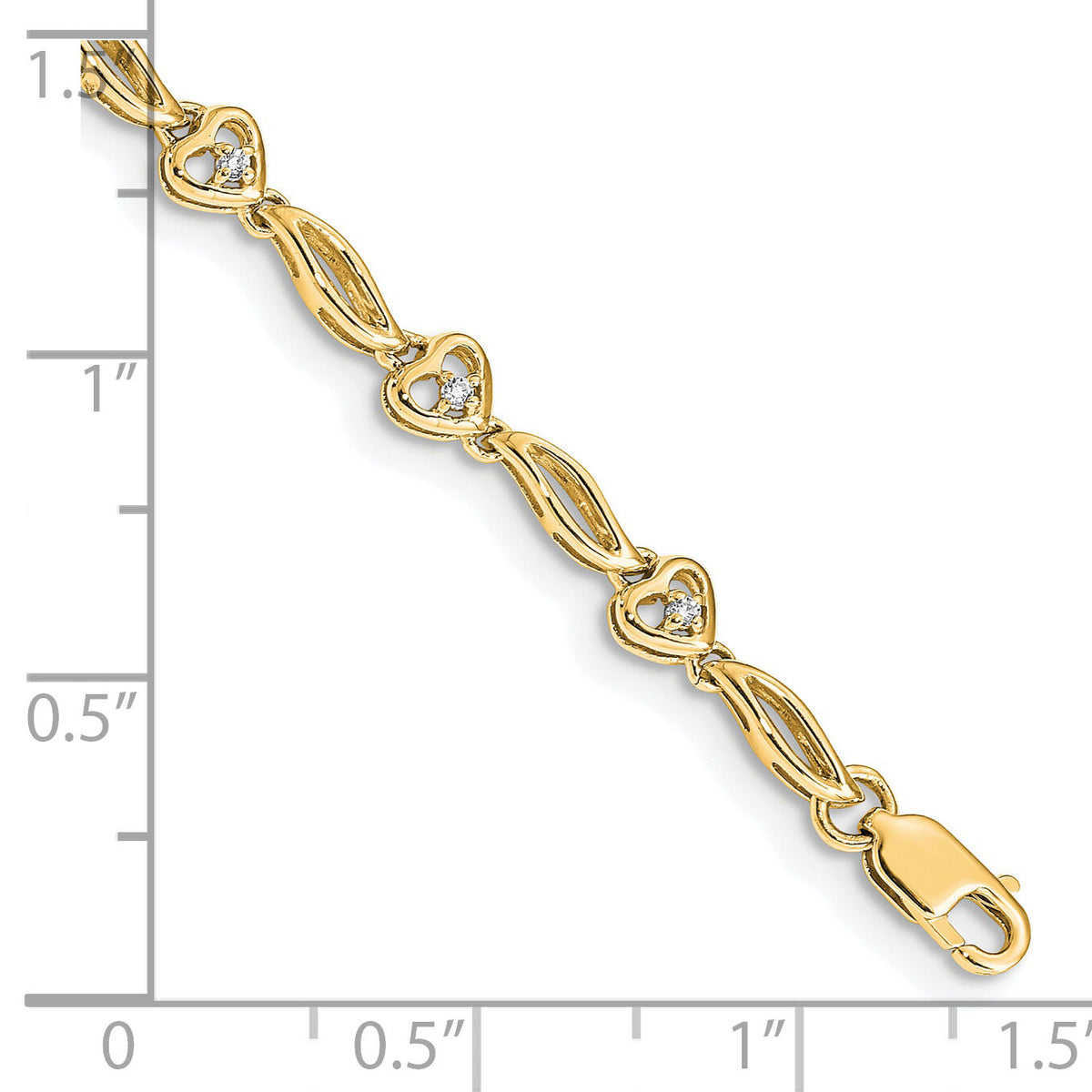 14k Yellow Gold Diamond Hearts Tennis Bracelet-BM4605-010-YA