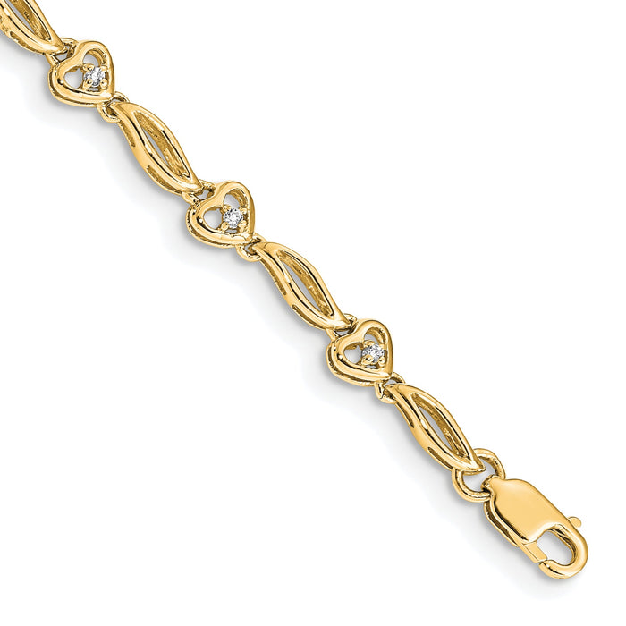 14k Yellow Gold Diamond Hearts Tennis Bracelet-BM4605-010-YA