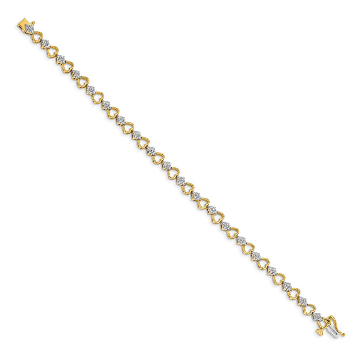 14k Diamond Heart Link Bracelet-BM4608-100-YA