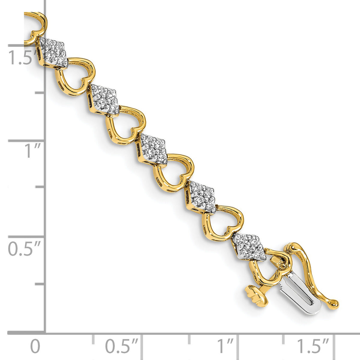 14k Diamond Heart Link Bracelet-BM4608-100-YA