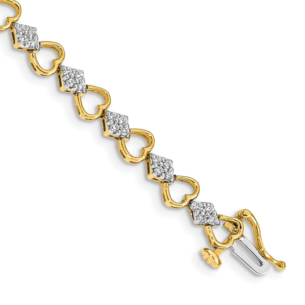 14k Diamond Heart Link Bracelet-BM4608-100-YA