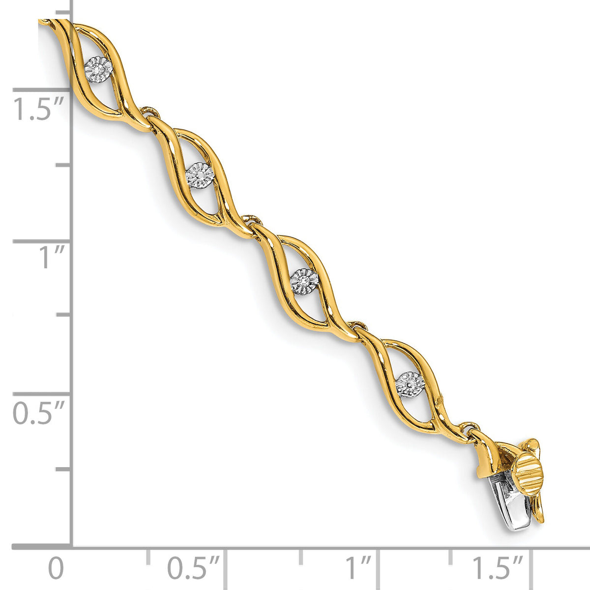 14k Gold Diamond 7.5in Link Bracelet-BM4611-003-YA