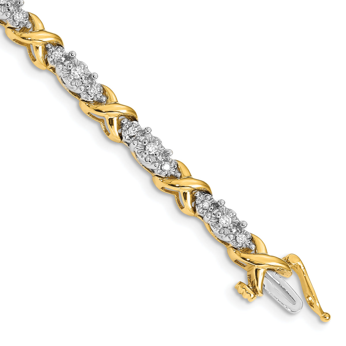 14k Two-tone Diamond X Bracelet-BM4616-050-YWA