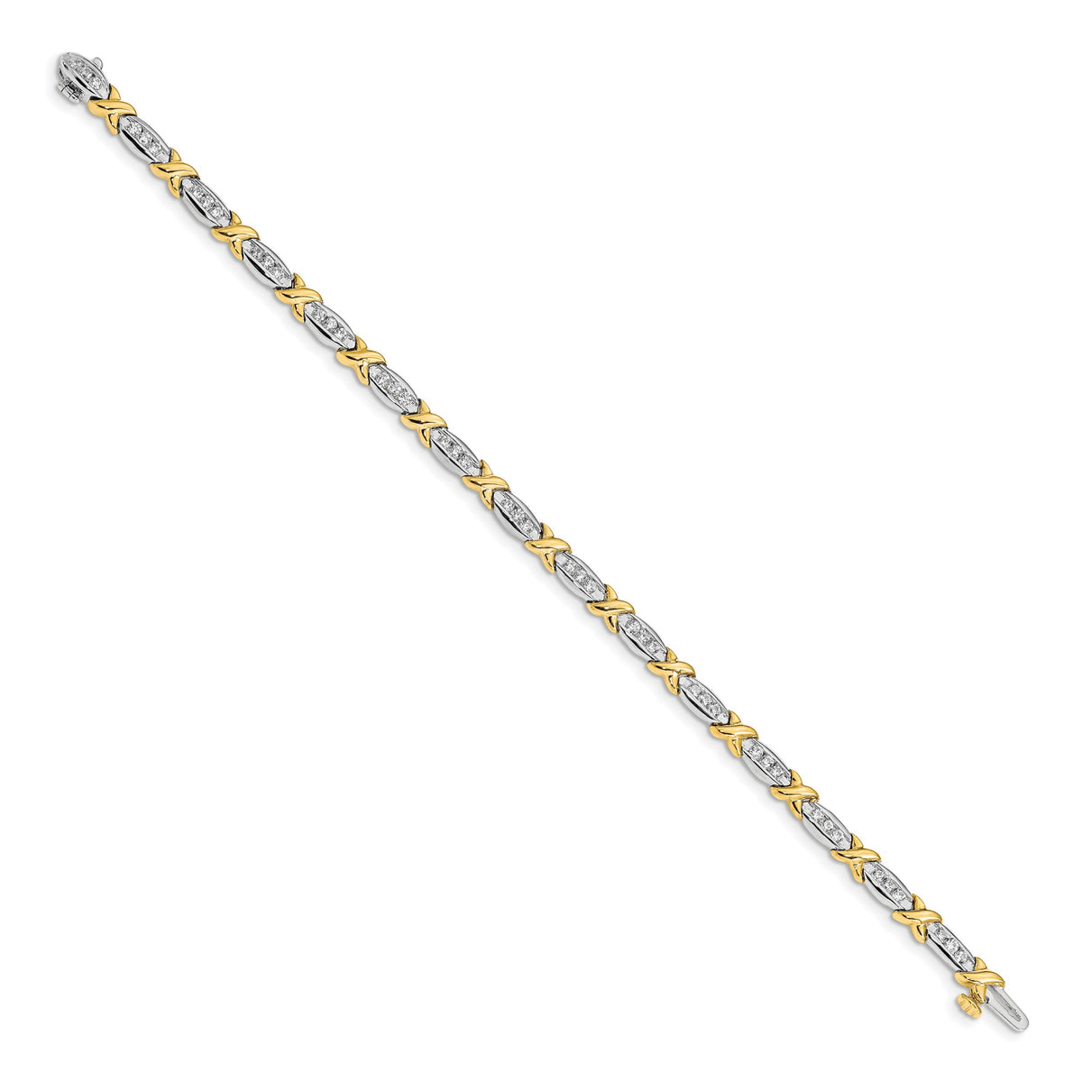 14k Two-tone Polished Fancy Diamond 6.5in Bracelet-BM4618-100-YWA