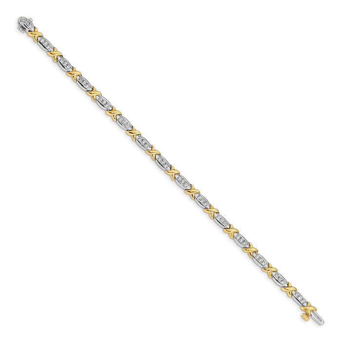 14k Two-tone Polished Fancy Diamond 6.5in Bracelet-BM4618-100-YWA