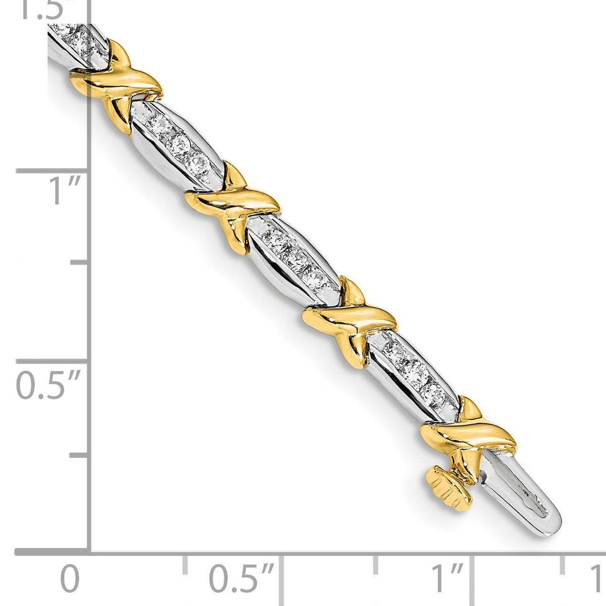 14k Two-tone Polished Fancy Diamond 6.5in Bracelet-BM4618-100-YWA