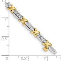 14k Two-tone Polished Fancy Diamond 6.5in Bracelet-BM4618-100-YWA