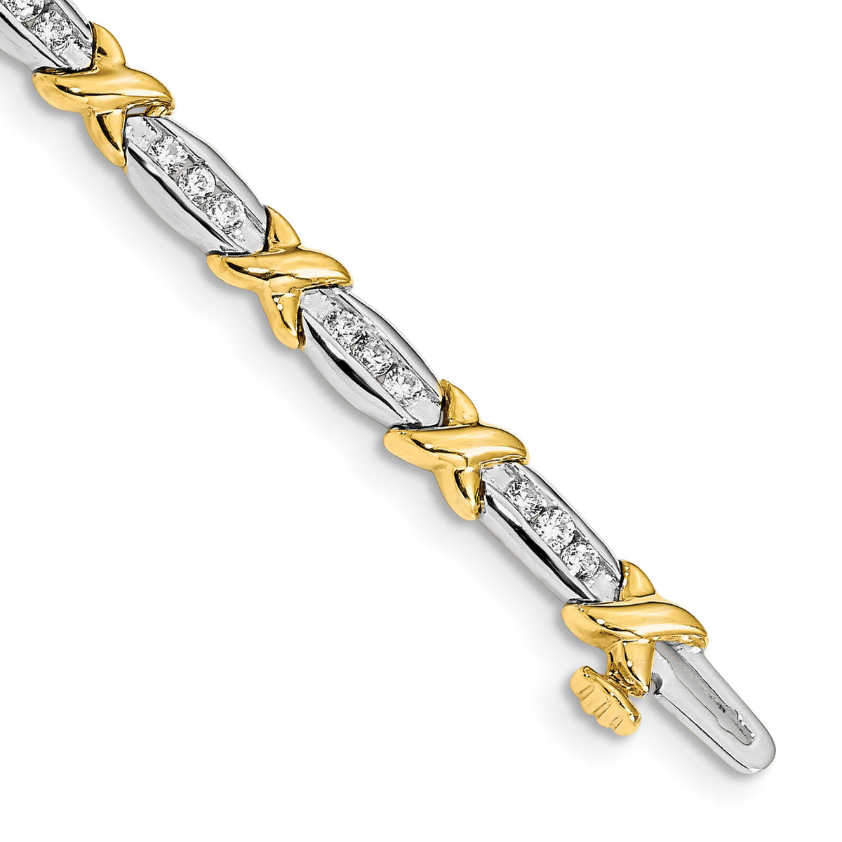 14k Two-tone Polished Fancy Diamond 6.5in Bracelet-BM4618-100-YWA