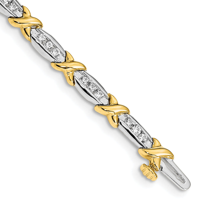 14k Two-tone Polished Fancy Diamond 6.5in Bracelet-BM4618-100-YWA