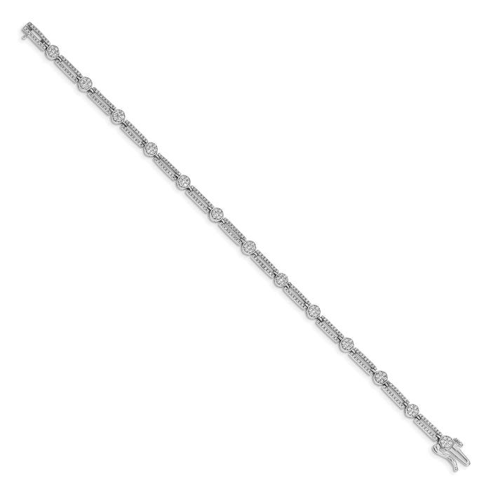 14k White Gold Diamond Circle and Rectangle Link Bracelet-BM4625-125-WA
