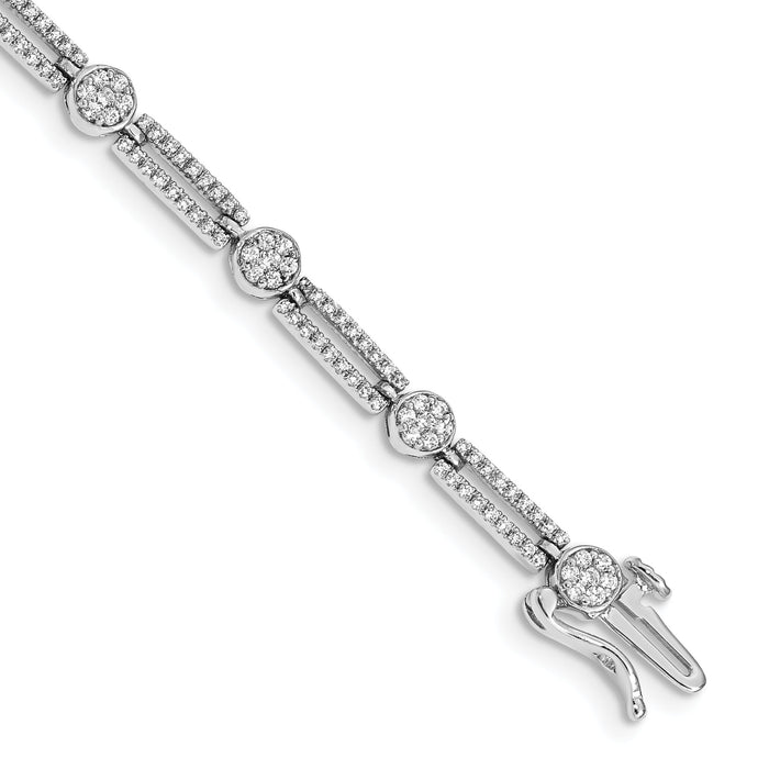 14k White Gold Diamond Circle and Rectangle Link Bracelet-BM4625-125-WA