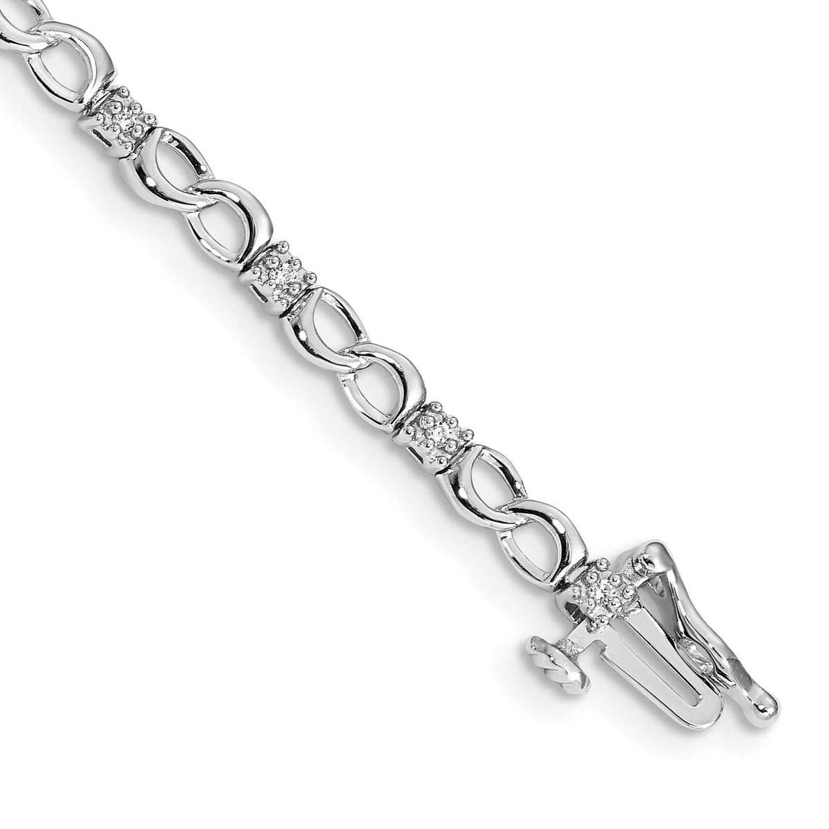 14k White Gold Diamond Figure 8 Link Bracelet-BM4627-015-WA
