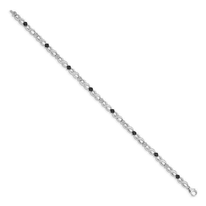 14k White Gold White and Black Diamond Flower Infinity Bracelet-BM4628-050-WA