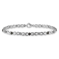 14k White Gold White and Black Diamond Flower Infinity Bracelet-BM4628-050-WA