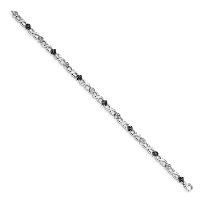 14k White Gold White and Black Diamond Flower Infinity Bracelet-BM4629-100-WA