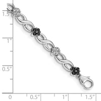 14k White Gold White and Black Diamond Flower Infinity Bracelet-BM4629-100-WA